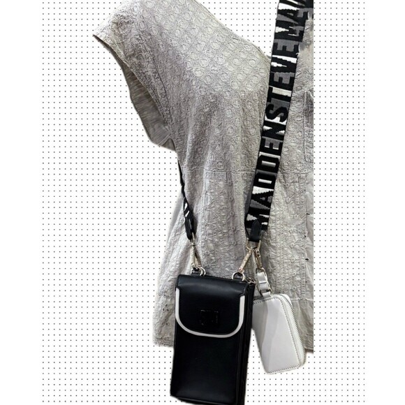 STEVE MADDEN Black Gray BEMMET Pouch WALLET Wristlet Trio CROSSBODY Bag - Picture 1 of 8